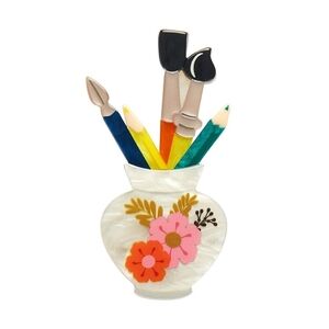 Colorful Art Supplies Brooch Erstwilder Strokes of Genius Brooch